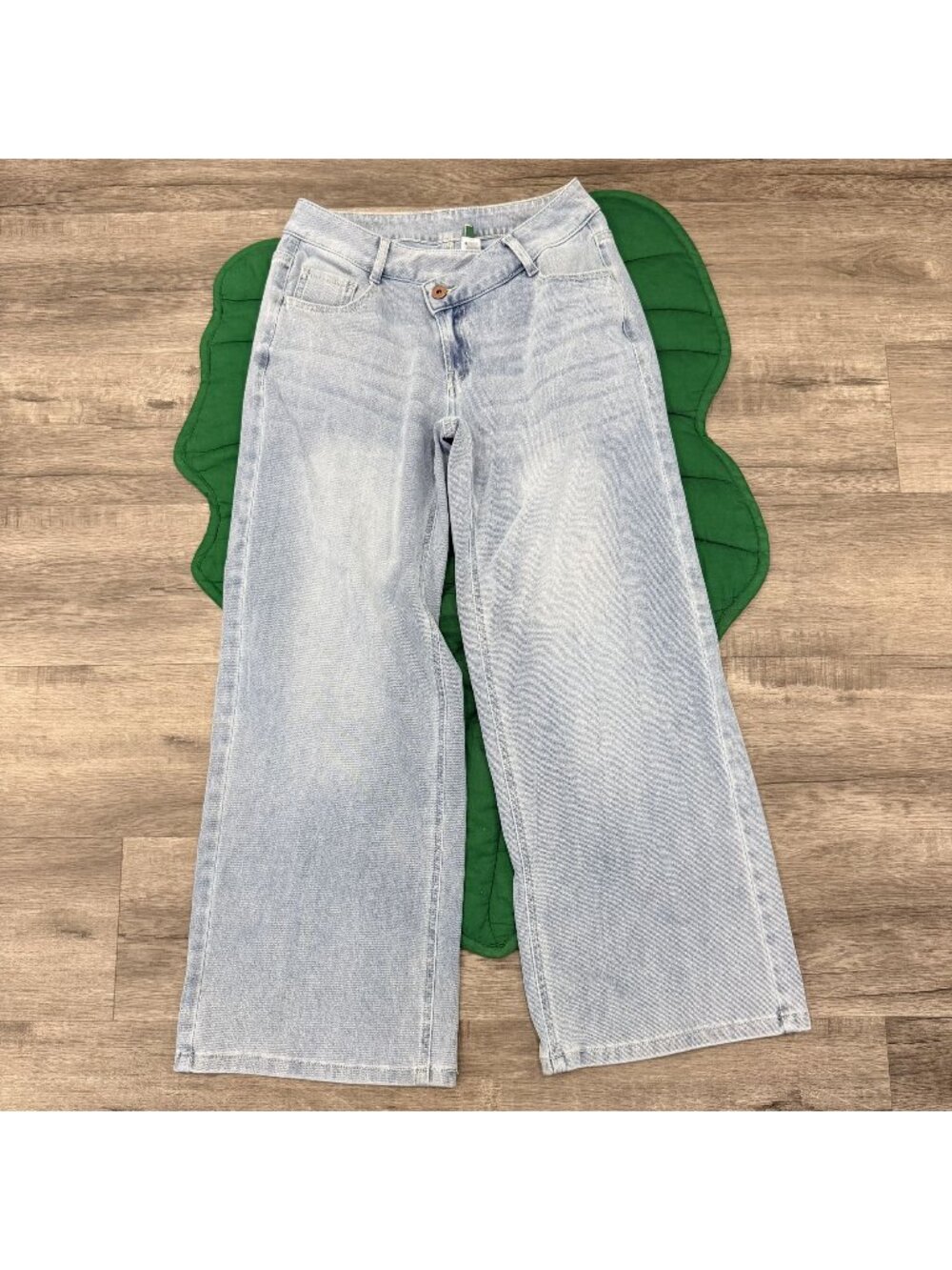 Halara Flex Denim Womens Petite XS XSP Asymmetric Wide Leg Baggy Low Rise